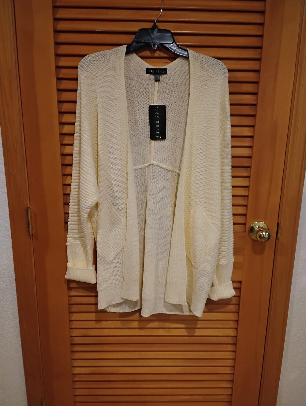 NWT Say What? Ivory Open Cardigan Large